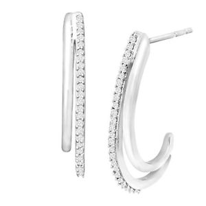1/4 ct Diamond Double Half-Hoop Earrings in 10K White Gold