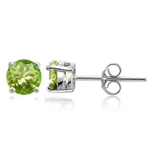 Sterling Silver Peridot 6mm Round Stud Earrings