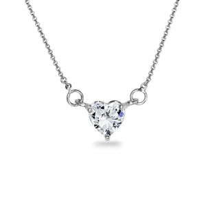 Sterling Silver 6mm Heart Choker Necklace Made with Swarovski Zirconia