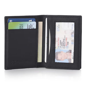 Alpine Swiss RFID Leather Business Card Wallet Minimalist ID Window Card Holder