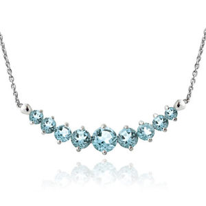 Sterling Silver Blue Topaz Graduated Necklace