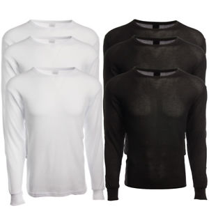 3pk Men’s Long Sleeve Thermal Tops Warm Cotton-Poly Crew Neck Layering Shirts