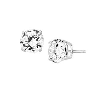 8 mm White Cubic Zirconia Stud Earrings in Sterling Silver