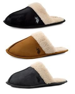 U.S. Polo Assn. Men's Slippers Cozy Fleece Slip-on Super Comfort Slippers