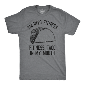 Mens Fitness Taco Funny T Shirt Humorous Gym Mexican Food Tee For Guys