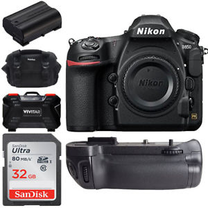 Nikon D850 45.7MP DSLR Camera Body + Battery Grip +32gb Great Accessory Bundle