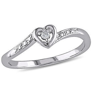 Sterling Silver Diamond Accent Heart Love Promise Ring G-H I2-I3