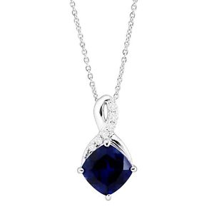 2 5/8 ct Created Sapphire & White Sapphire Pendant in Sterling Silver