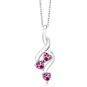 0.60 Ct Heart Shape Pink Tourmaline 925 Sterling Silver Pendant