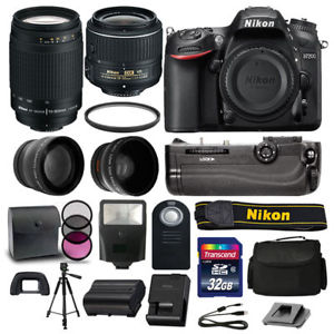 Nikon D7200 DSLR Camera 4 Lens Kit: 18-55mm VR +70-300 +Battery Grip Great Value