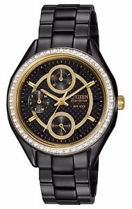 Citizen Eco-Drive Women's FD1068-53E Swarvoski Crystal Bezel Black Watch