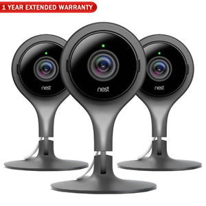 Nest Indoor Security Camera (Pack of 3) + 1 Year Extended Warranty