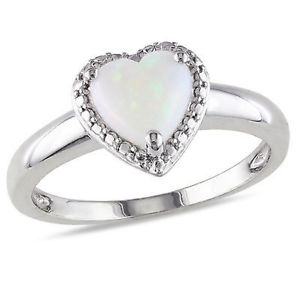 7/8 CT TGW Opal Heart love Fashion Ring In Sterling Silver