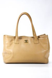 Chanel Tan Leather CC Turn Lock Cerf Tote With Strap $3200