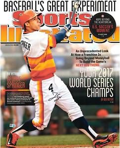 George Springer Astros 2017 World Series Champs Signed 16x20 SI Cover Photo