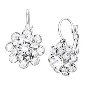 Crystaluxe Flower Drop Earrings w/ Swarovski Crystals Sterling Silver over Brass