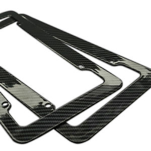 Plastic Carbon Fiber Style License Plate Frames For Front & Rear Bracket 2pc Set