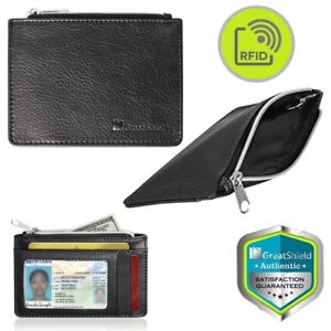 RFID Blocking Slim Mens Wallet PU Leather ID Card Zipper Slot Thin Holder Case