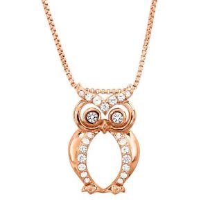 1/3 ct Created White Sapphire Owl Pendant