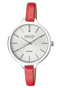 Johan Eric Women's JE2100-09-004 Herlev Slim Diamonds Red Leather Wristwatch