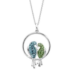 Crystaluxe Love Birds Pendant with Swarovski Crystals in Sterling Silver