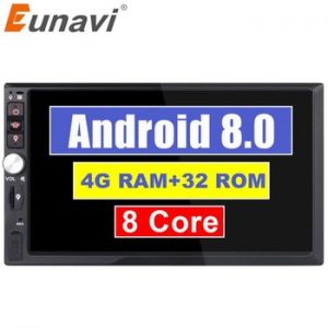 Eunavi 2 Din 7'' Octa core Universal Android 8.0 4GB RAM Car Radio Stereo GPS Navigation WiFi 1024*600 Touch Screen 2din Car PC