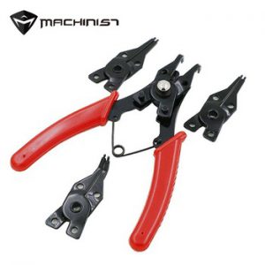 Universal Spring Pliers Circlip Tool with 4pcs Angled Tong Head Clamp Car Auto Repair Hand Tools Clamps Rubber Handle Pliers