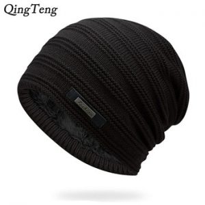 Gray Double-Layer Acrylic Velvet Beanie Hat Winter Warm Male Knitted Caps Outdoor Sports Ski Cap Female Bonnet Stocking Hats