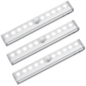 3pcs Metal 10 LED Lamp Strip Stick-on Anywhere Portable Wireless Cabinet Sensor Night Light Bar with Magnetic Strip Led Light