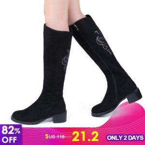 Women's Winter Shoes Knee High Boots Plus Big Size High Quality Faux Suede Brand Women Shoes Wool Women Winter Boots