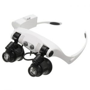 10X 15X 20X 25X LED Magnifier Double Eye Glasses Loupe Lens Jeweler Watch Repair Measurement with 8 Lens LED lamp