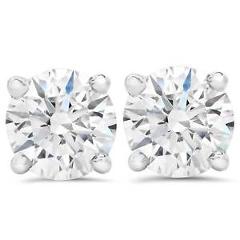 F SI 2ct Round Diamond Screw Back Studs 14K White Gold Clarity Enhanced