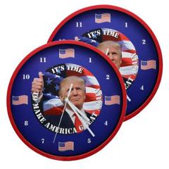 Home Innovations Trump Talking Clock Battery Operated 2Pack Red Frame White Box