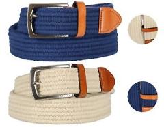 Nautica Men's Stretch Braided Leather 35MM Jabi Fabric Belt 11NU03X026