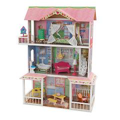 KidKraft Sweet Savannah Wooden Pretend Play House Doll Dollhouse w/ Furniture