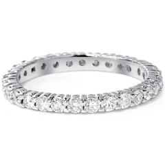 1.00CT Round Natural Diamond Eternity Wedding Ring 14K White Gold Womens Band