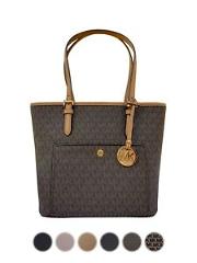 Michael Kors Jet Set Medium Top Zip Snap Pocket Tote