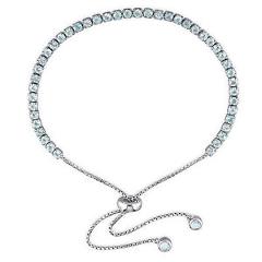 Amour Sterling Silver Blue Topaz Adjustable Tassel Bolo Bracelet