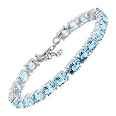 9 1/2 ct Natural Blue Topaz Tennis Bracelet in Sterling Silver