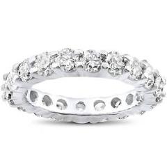 4ct Diamond Eternity Wedding Ring 14K White Gold Womens Anniversary Band