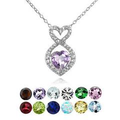 Sterling Silver Gemstone Birthstone Infinity Heart Necklace