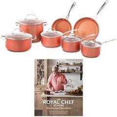 NuWave Duralon Ceramic 12-pc Cookware Set with "The Royal Chef at Home" Cookbook