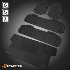 Black Heavy Duty All Weather Rubber Floor Mats Front+Rear+Trunk Seat Truck SUV