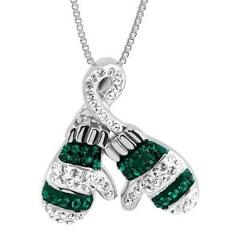 Crystaluxe Striped Mittens Pendant with Swarovski Crystals in Sterling Silver