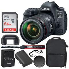 Canon EOS 6D Mark II DSLR Camera + EF 24-105mm IS II USM Lens + 64GB + Trolley