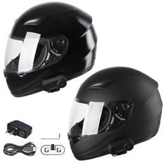 DOT Motorcycle Full Face Adult Helmet Size M-XL w/ Bluetooth Wireless Headset