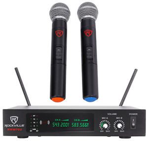 Rockville RWM70U Dual UHF All Metal Handheld Wireless Microphone System w/LCD