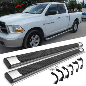 Fits 09-18 Dodge Ram Quad Cab 78inch OE Style Step Bars Running Boards SS Pair