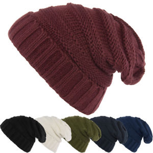 Women’s Slouchy Ribbed Knit Chunky Beanie Winter Hat Warm Cute Lightweight Chic