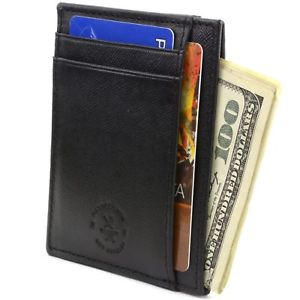 Hammer Anvil Minimalist Front Pocket Wallet RFID Blocking Thin Leather Card Case